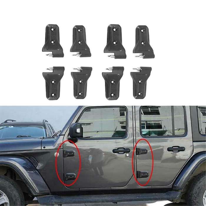 1Set/8Pcs Car Door Hinge Kit for Wrangler JL 4DR 2018+ Body Hinges Cover Trim Long Top and Short Bot