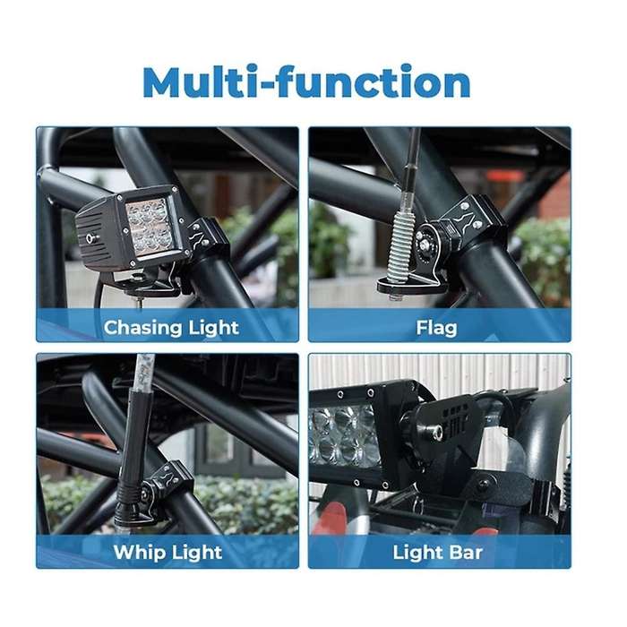 1X UTV Flag Mount Whip Light Mount for 1.75 to 2 Inch Roll Bar Universal UTV for RZR 900 1000 Can Am