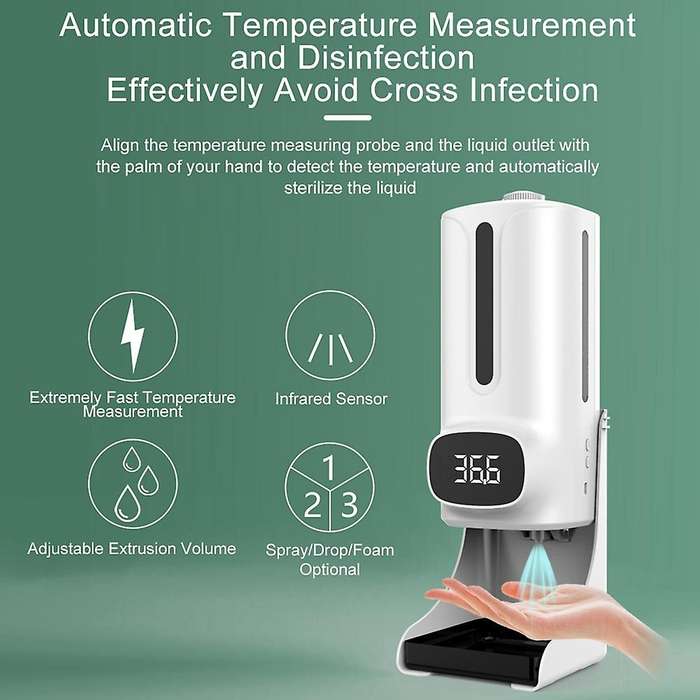 2 In 1 K9 Non-contact Digital Infrared Thermometer Hand Washing Soap Dispenser Machine Termometro 1