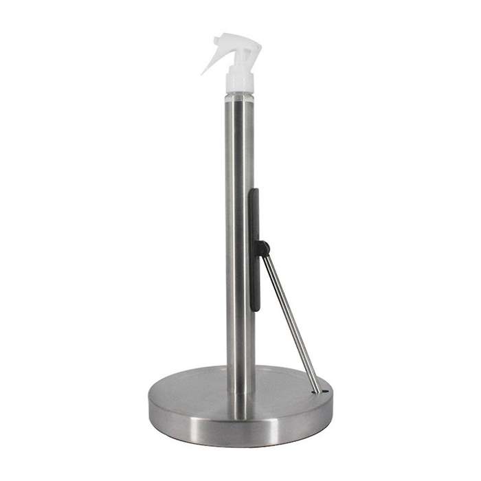 2 In 1 Paper Towel Holder with Spray Bottle, Countertop Paper Towels Holders Stand Under Cabinet Pap