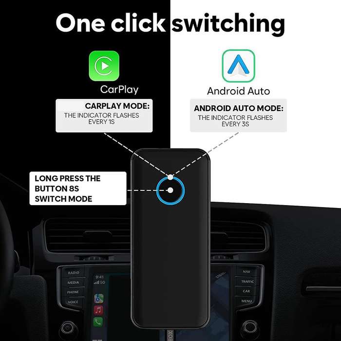 2 In 1 Wireless Car Carplay Adapter&wireless Android Auto Adapter,converts Wired Carplay and Aa To