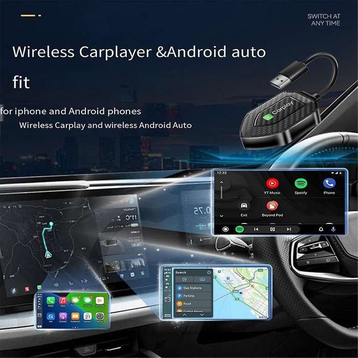 2 in 1 Wireless Adapter Wireless Carplay Android Adapter Android Auto Car Adapter Convert Wired to