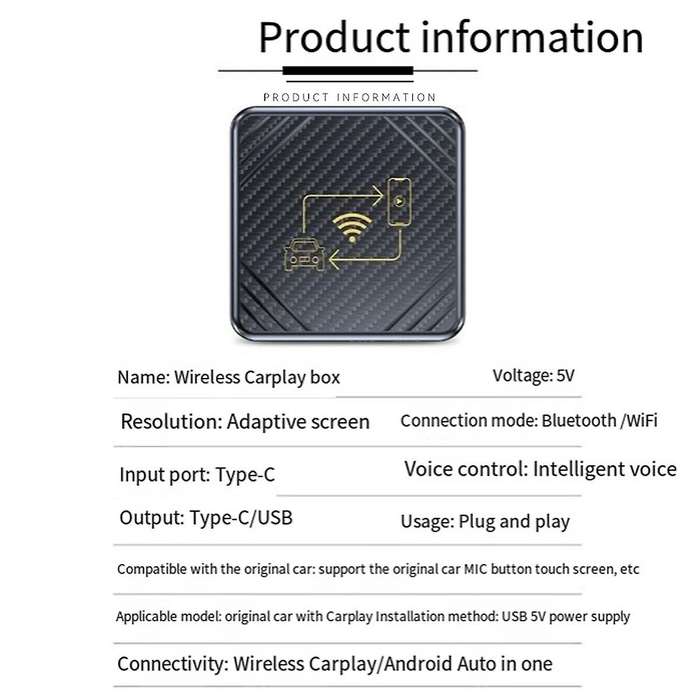 2 in 1 Wireless Carplay Android Adapter Car Adapter Wireless Adapter Seamlessly Convert Wired Andro