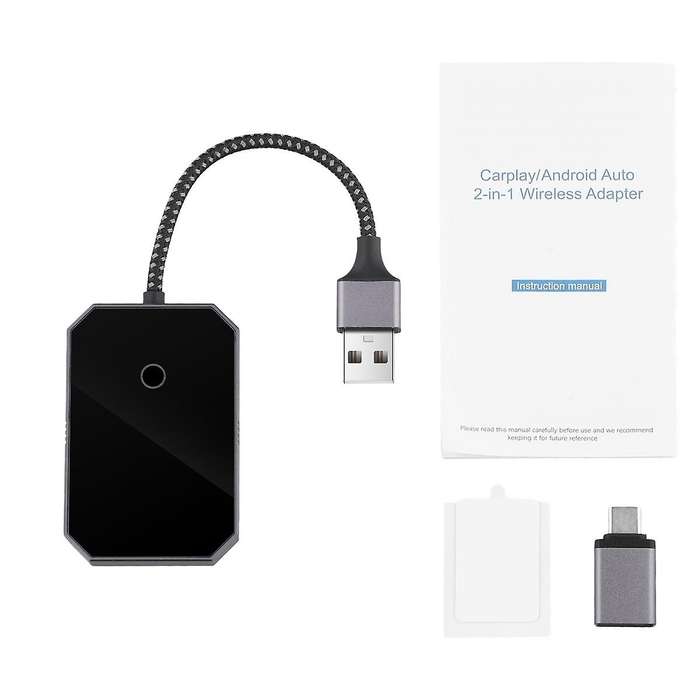 2 in 1 Wireless Carplay Adapter Carplay Car Wired to Wireless Carplay Box Wired Auto to Wireless Aut