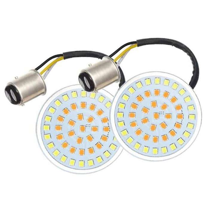 2 Inch LED Turn Signals Light, 1157 Amber Turn Signal Bulb White Running Light, 2 PCS Smoke Lens Cov
