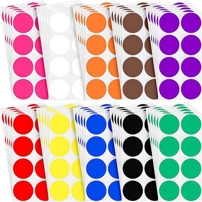 2 Inch Round Color Coding Sticker 10 Assorted Colors Circle Dot Labels Self-Adhesive Colored Solid C