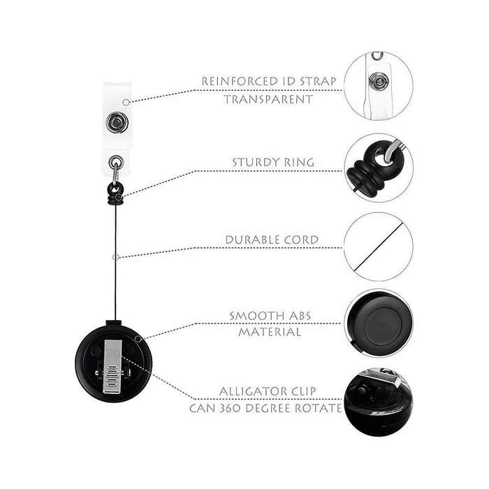 2 Pack - Retractable ID Name Badge Holder Reels with Swivel Alligator Clip (Black)