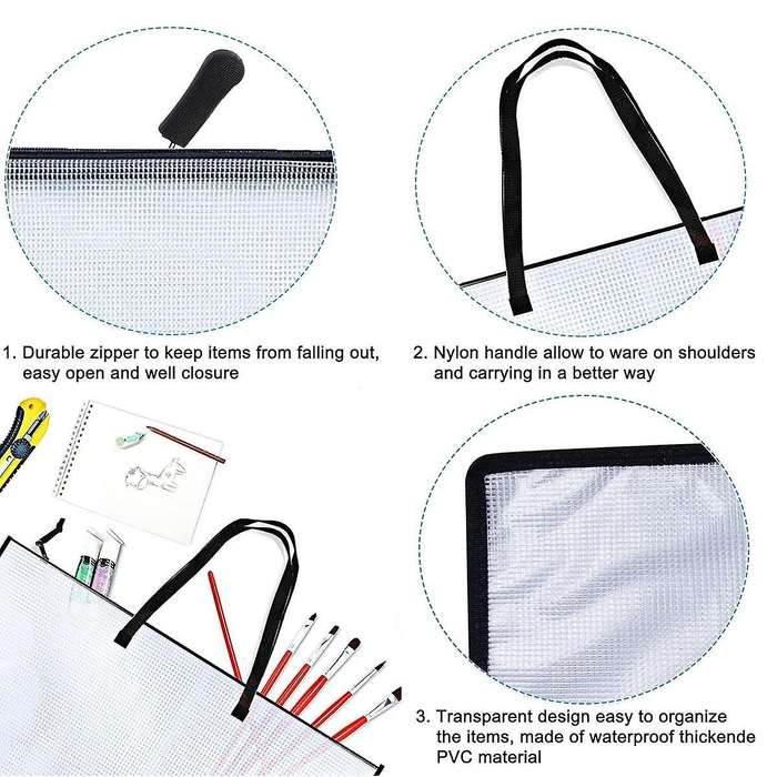 2 Pack 19x25 Inches Art Portfolio Case, Portfolio Folder for Artwork, Posters Storage Bag with Zippe