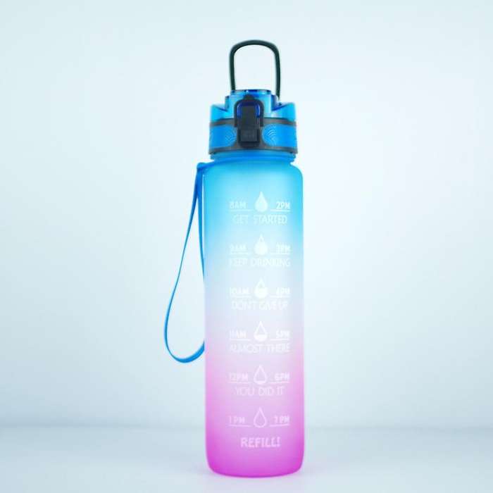2 Pack 1000Ml Water Bottle with Motivational Time Marker Gradient Water Bottle for Fitness Gym and O