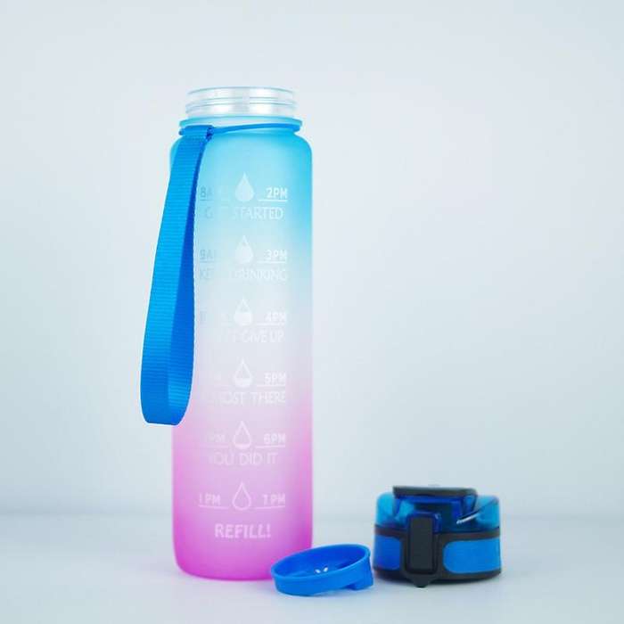 2 Pack 1000Ml Water Bottle with Motivational Time Marker Gradient Water Bottle for Fitness Gym and O