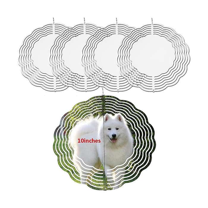 2 Pack 10 Inch Sublimation Wind Spinner Blanks,3d Aluminum Wind Spinners Kinetic Sculpture for Yard