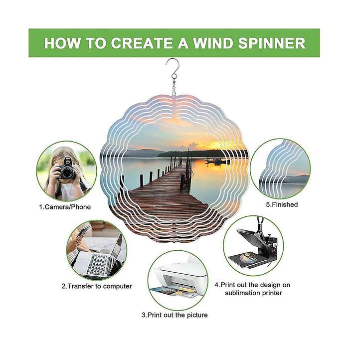2 Pack 10 Inch Sublimation Wind Spinner Blanks,3d Aluminum Wind Spinners Kinetic Sculpture for Yard
