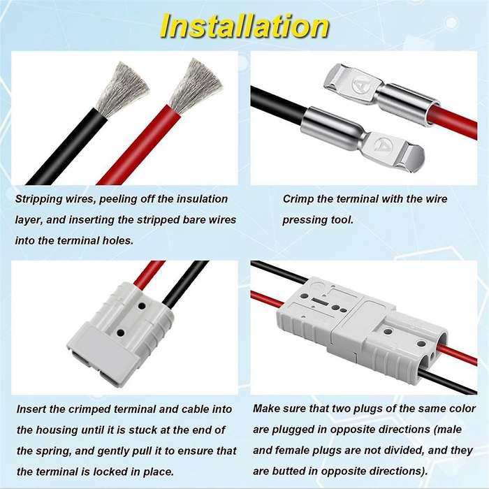 2 Pack 6-10 Gauge 12V to 36V Battery Quick Connect/Disconnect with Mounting Bracket 50A Wire Harnes