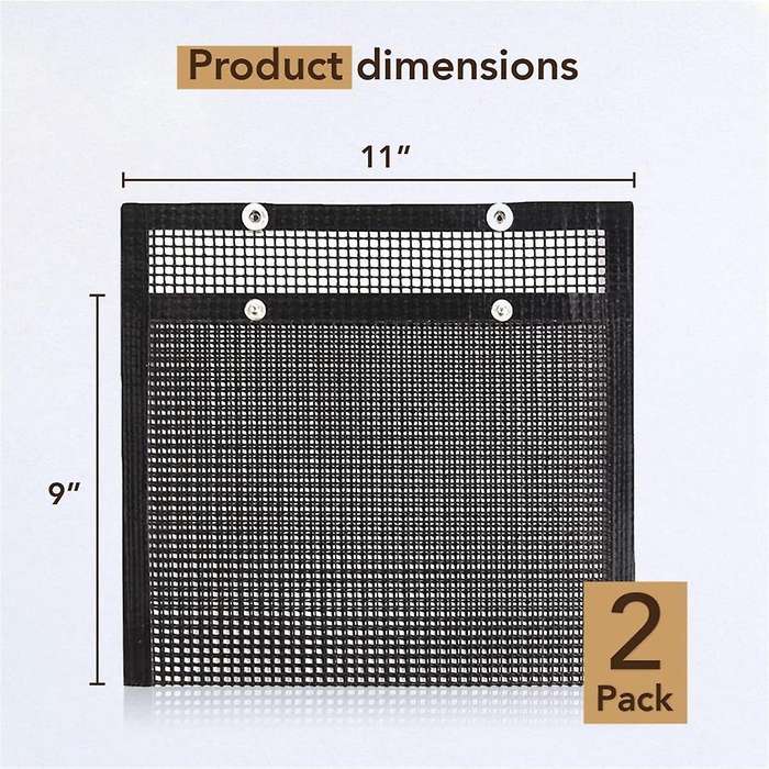 2 Pack BBQ Mesh Grill Bags Reusable, Reusable Non-Stick BBQ Mesh Grilling Bags/Grill Mat for Fish Ve