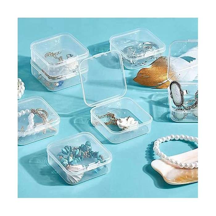 2 Pack Bead Organizers Box Clear Mini Plastic Bead Storage Containers Transparent Storage Box with L