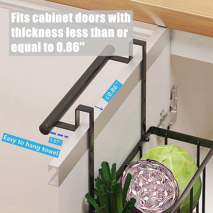 2 Pack Cabinet Door Organizer with Towel Bar, Over The Cabinet Door Storage