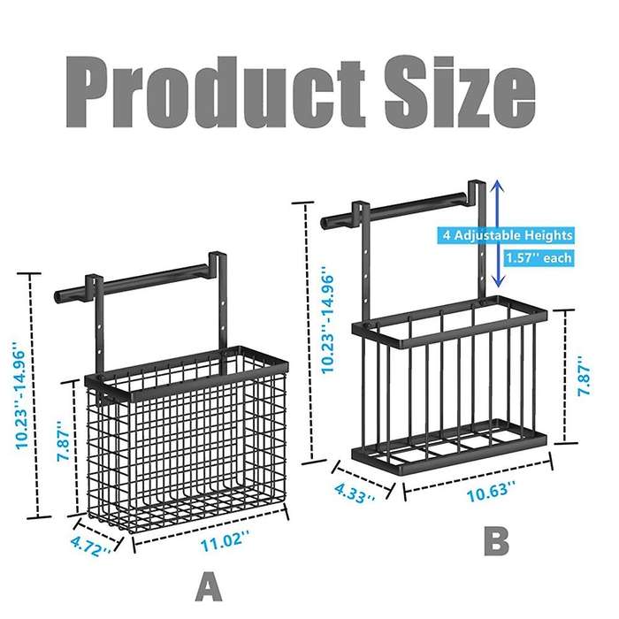 2 Pack Cabinet Door Organizer with Towel Bar, Over The Cabinet Door Storage
