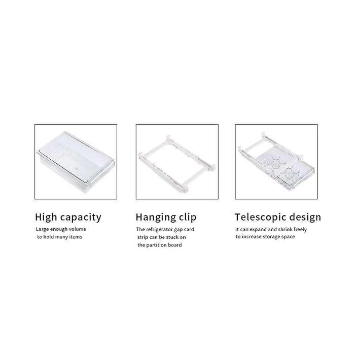 2 Pack Fridge Organizer, Pull Out Fridge Drawer Organizer, Fridge Storage Box, Clear Container Food