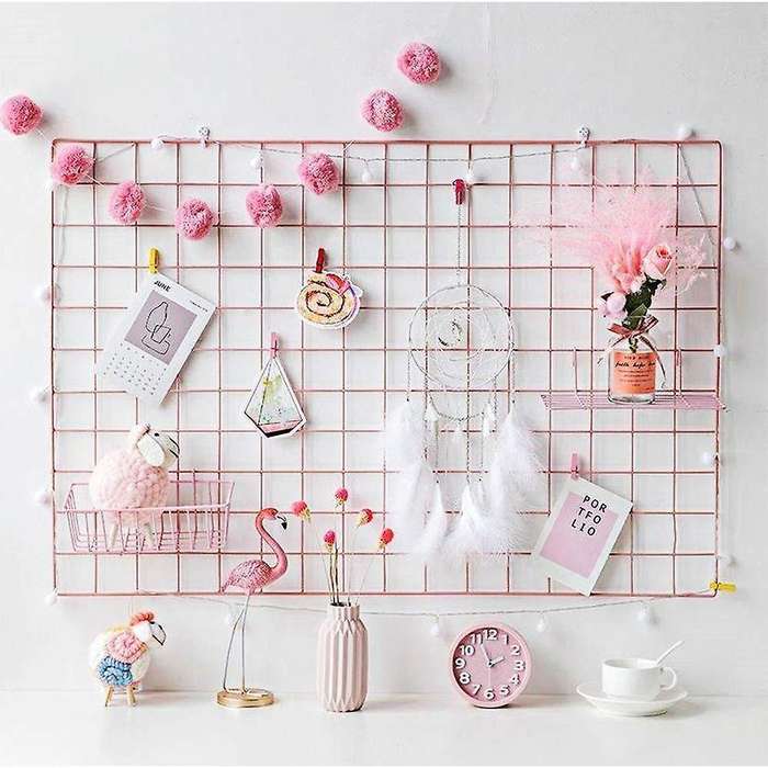 2 Pack Grid Wall Panels Metal Wire Wall Deco Hanging Picture Multifunction Photo Hanging Display Wal