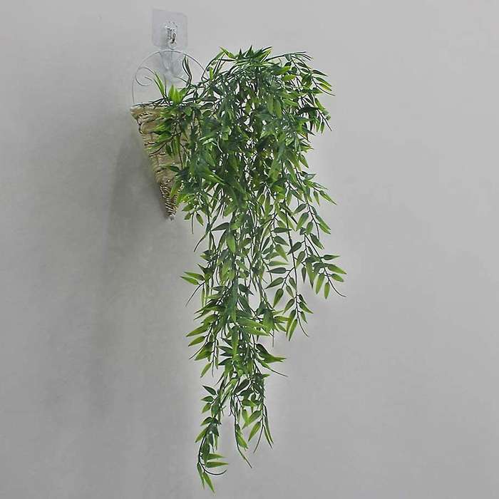 2 Pack Hanging Artificial Plants Bamboo Faux Hanging Bamboo Leaves Weeping Drooping Plant for Indoor