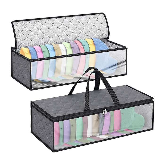 2 Pack Hat Storage Bag for Baseball, Caps Hat Organizer Case Hat Holder Rack with 2 Carry Handles fo