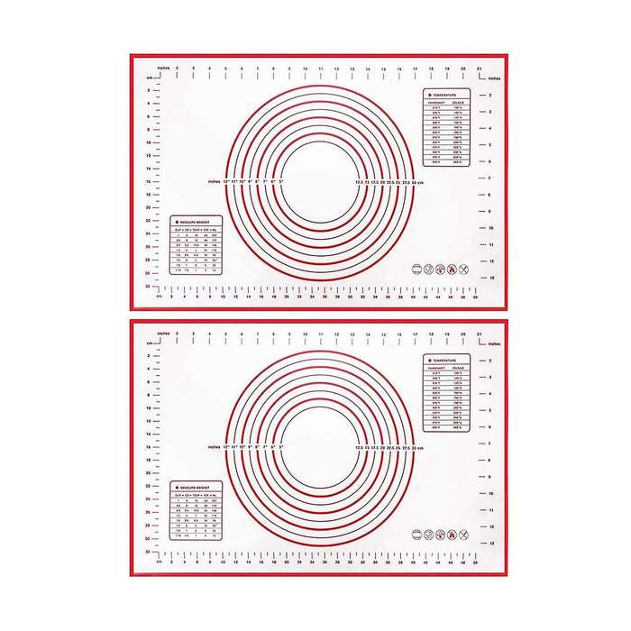 2 Pack Non-stick Silicone Baking Mat Pastry Mat with Measurements Perfect for for Pizza, Cake, Brea