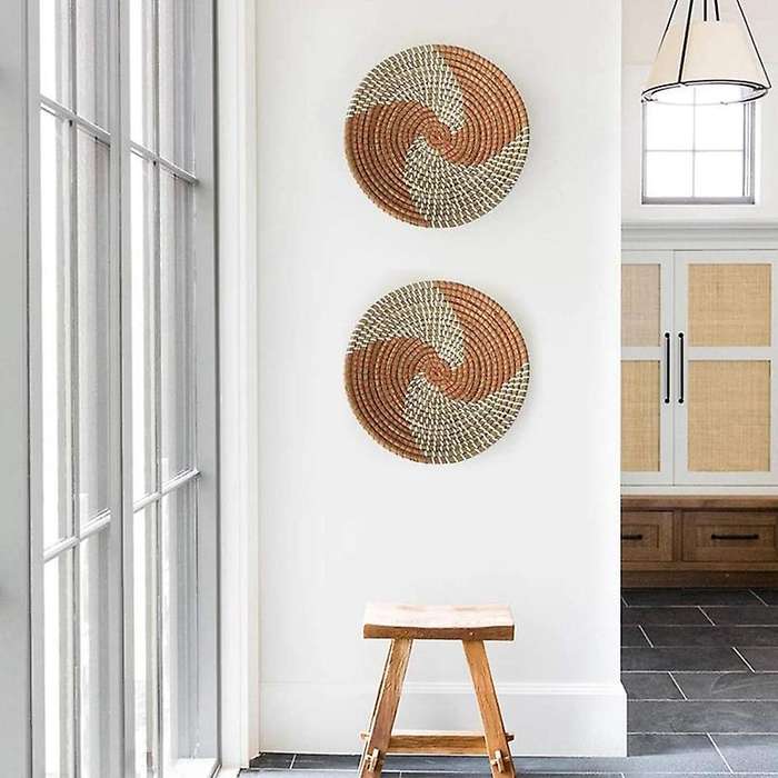 2 Pack Natural Woven Fruit Basket Bowls Handmade Seagrass Decorative Bowl Chic Rustic Boho Decor Wal