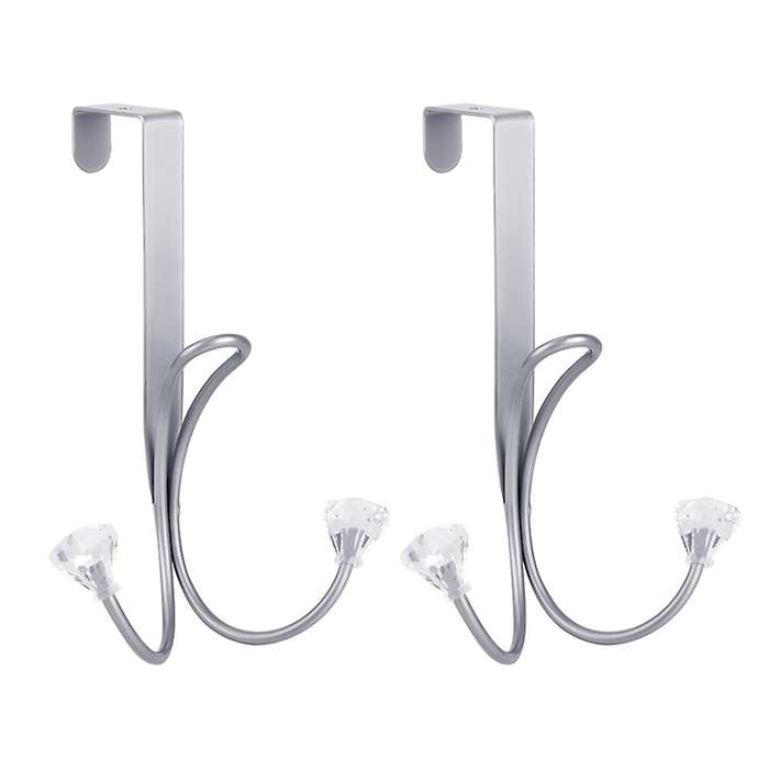 2 Pack over the Door Hooks, Metal Twin Hook Organizer Rack Door Hangers Cubical Hook for Hanging Bag