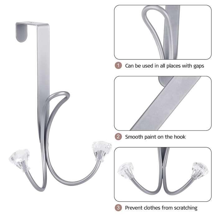 2 Pack over the Door Hooks, Metal Twin Hook Organizer Rack Door Hangers Cubical Hook for Hanging Bag