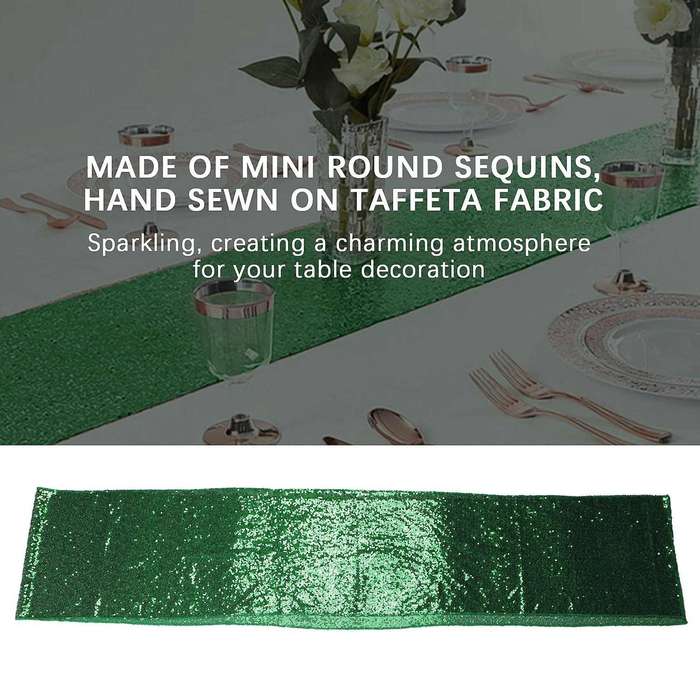 2 Pack Sequin Table Runner Green Table Runner for Birthday Wedding Bachelorette Holiday Celebration