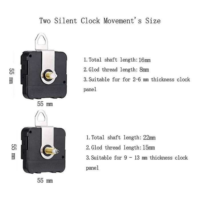 2 Pack Silent Quartz Clock Movement,Wall Clock Motor Replacement DIY Repair Parts,Long and Short Axi