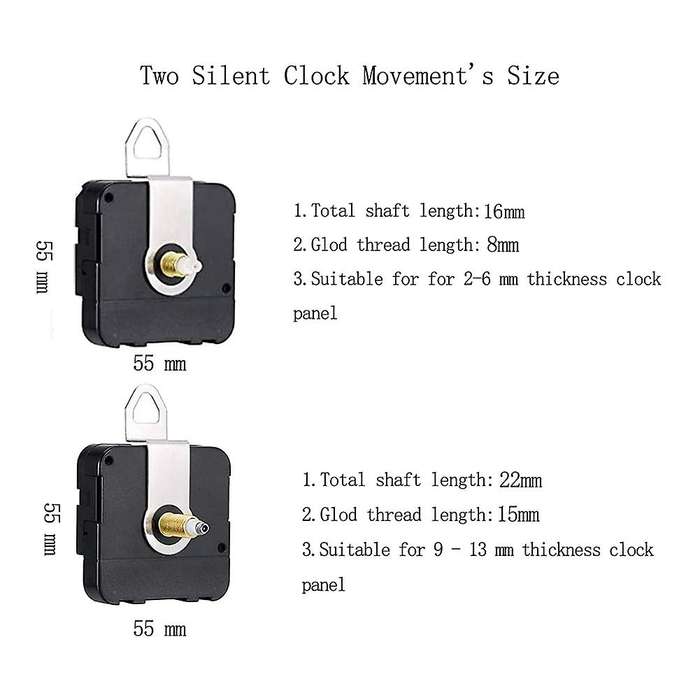 2 Pack Silent Quartz Clock Movement,Long and Short Axis Clock Mechanism,Wall Clock Motor Replacement