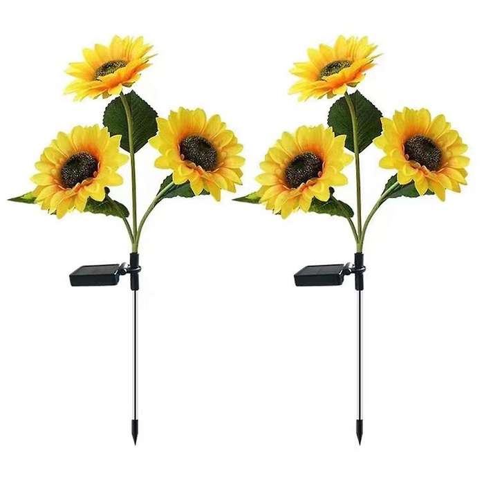 2 Pack Sunflower Solar Light Outdoor Waterproof LED Solar Light Lawn Landscape Light Courtyard Pathw