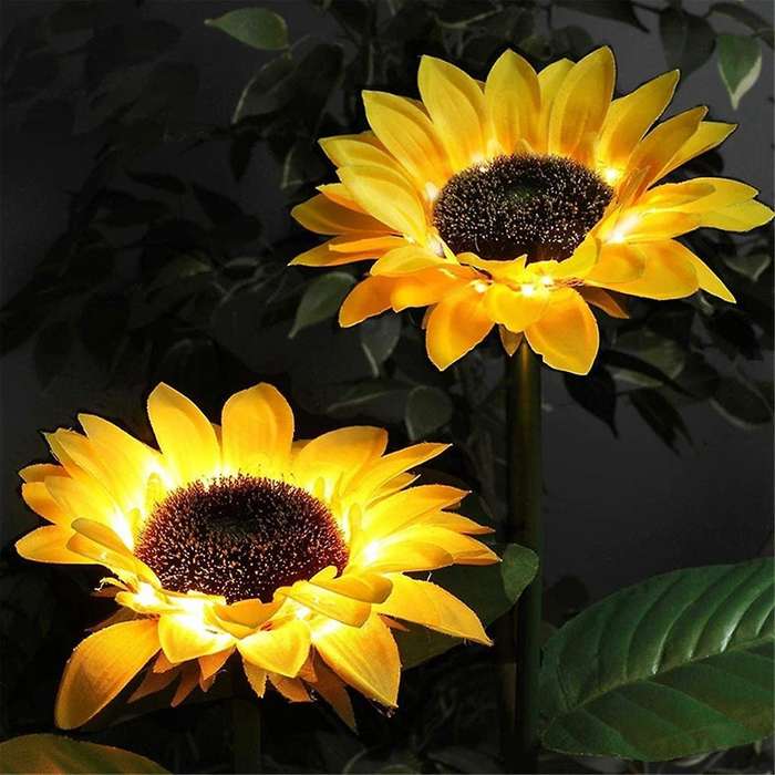 2 Pack Sunflower Solar Light Outdoor Waterproof LED Solar Light Lawn Landscape Light Courtyard Pathw