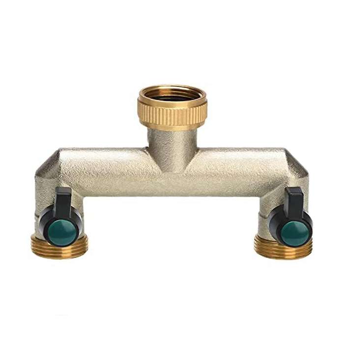 2 Path Valve for Garden Kitchen Tap, Brass Water Distributor Twice with A Ball Tap, European Standa