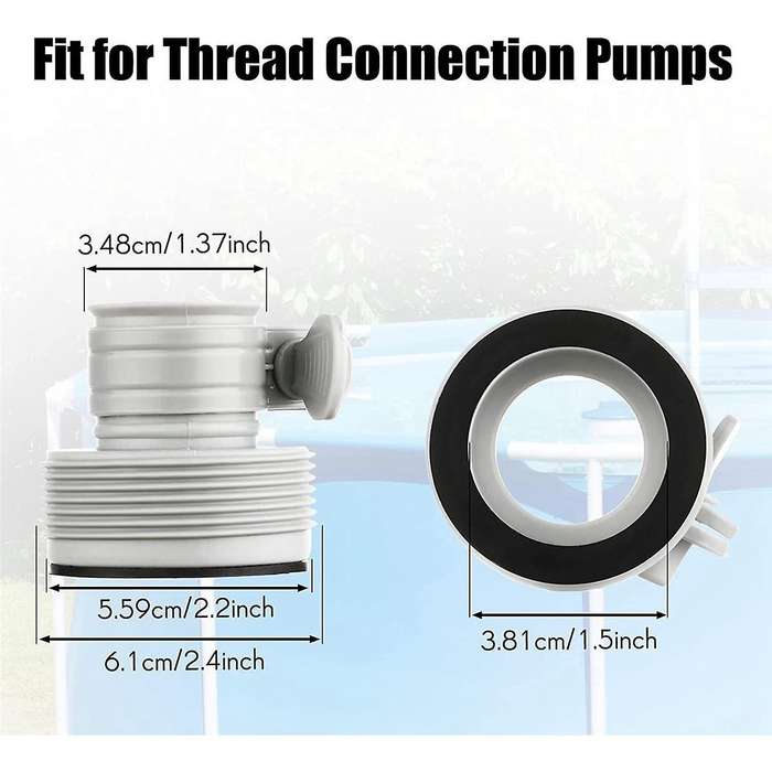 2 Pcs 1.5 Inches 59 Inches Long Above Ground Pool Replacement Hoses with 2 Hose Adapters for Pool S