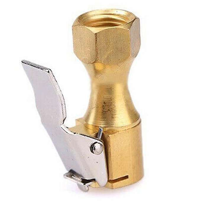 2 PCS 1/4 inch NPT Straight Brass Lock-on Tire Inflator Air Female Chuck with Clip 80PSI