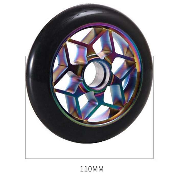 2 Pcs 110mm Scooter Wheels Pu Wheels Thick Stunt with Bearings(Black)