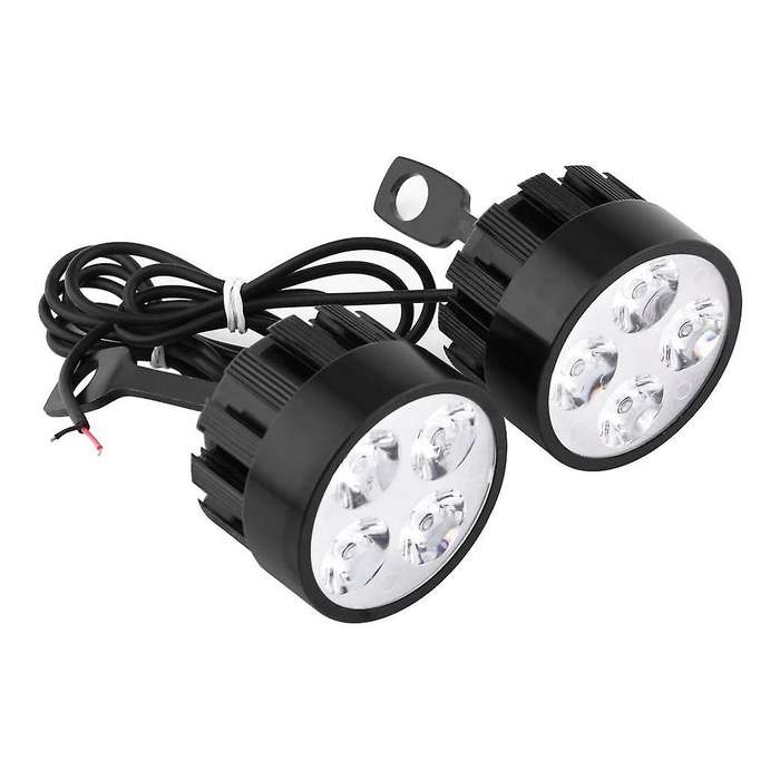2 Pcs 12V 24W Motorcycle Spotlights Led Headlights, 4 Universal Motorcycle Driving Headlights-Black
