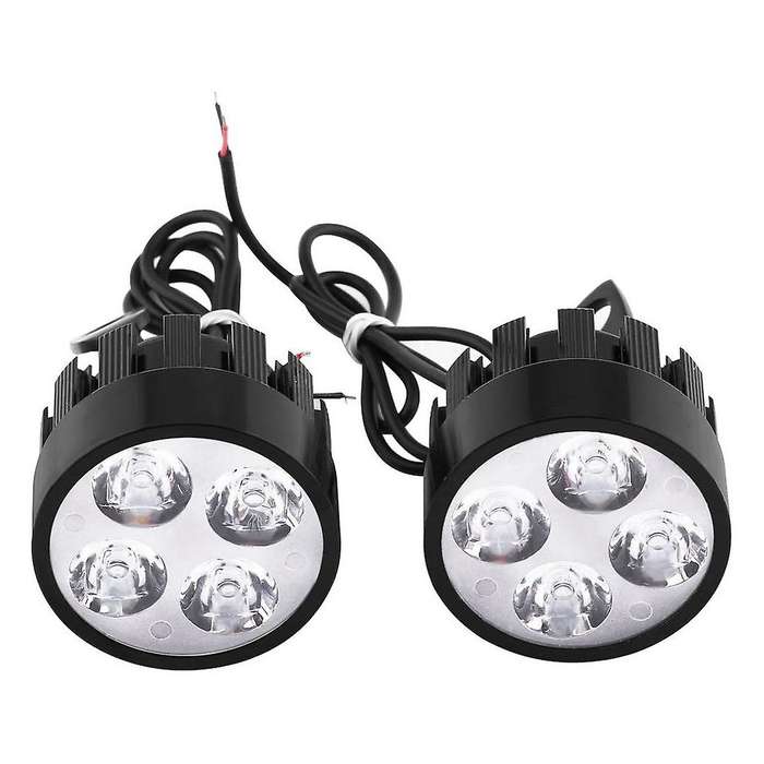 2 Pcs 12V 24W Motorcycle Spotlights Led Headlights, 4 Universal Motorcycle Driving Headlights-Black