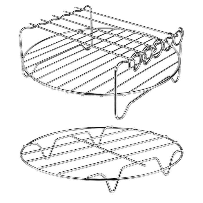 2 Pcs Air Fryer Accessories Air Fryer Rack Set Multi-Purpose Double Layer Rack with Skewer for XL P