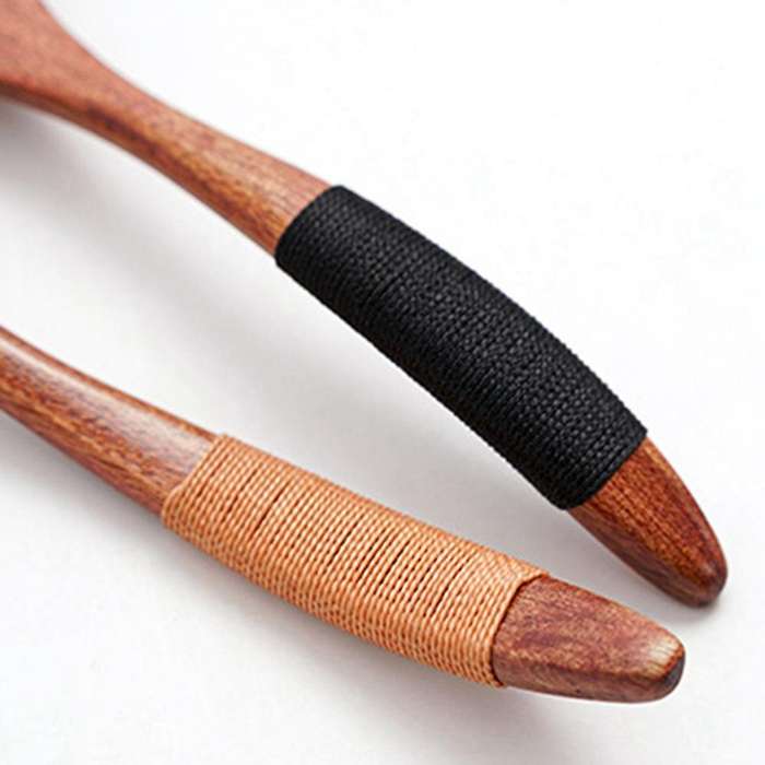 2 Pcs Anti-Scalding Household Wooden Tableware Japanese Curved Wooden Oval Spoon Soup Spoon Seasonin