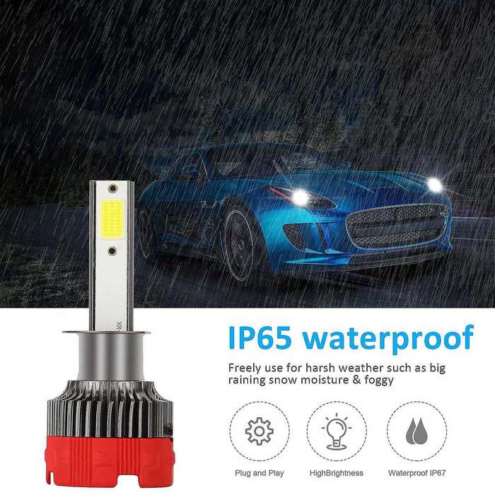 2 Pcs Car Led Headlight 8000LM Hi/Lo DC9-30V H1 Mini Integration Auto Head Light Lamp Bulb