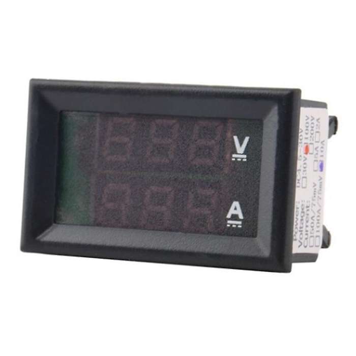 2 Pcs DC 100V 10A Voltmeter Ammeter Blue + Red LED Amp Dual Digital Volt Meter Gauge 4-Wire High Vol