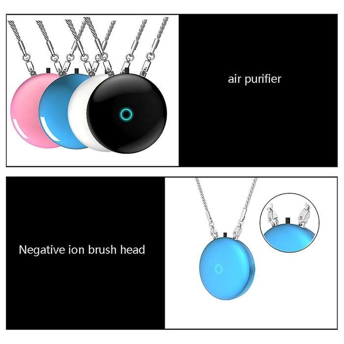 2 Pcs Fashionable Personal Wearable Necklace Type Hanging Neck Air Purifier Mini Portable Negative I