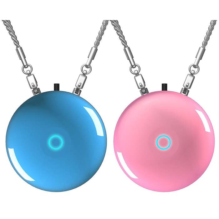 2 Pcs Fashionable Personal Wearable Necklace Type Hanging Neck Air Purifier Mini Portable Negative I
