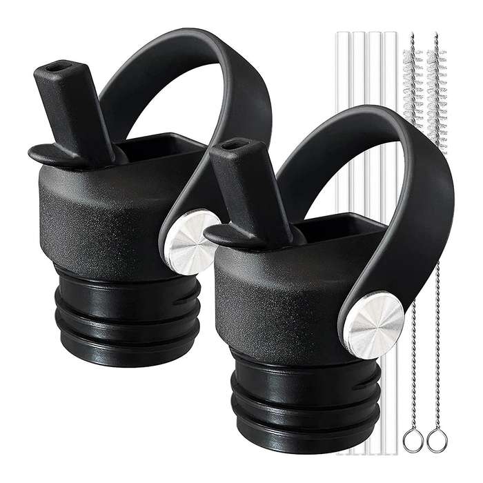 2 Pcs Flexible Handle Top Straw Lid for 18 21 24 ,for Simple Modern,and Most Water Bottles Cap Repl