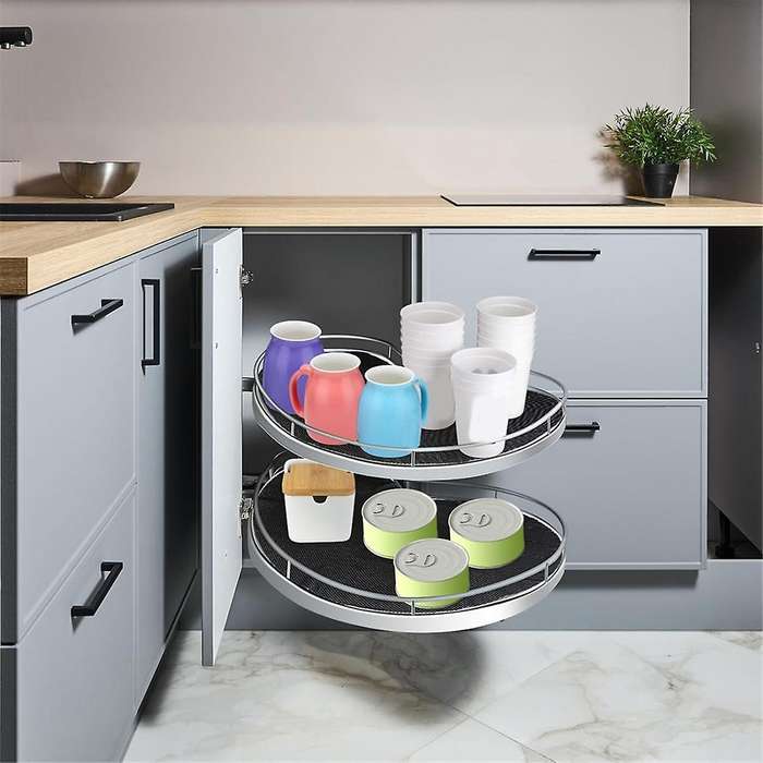 2 Pcs Lazy Shelf Liner Circle Kitchen Liners Non Adhesive Kitchen Cabinet Liners Non Slip Non Skid F