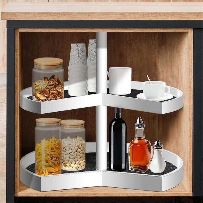 2 Pcs Lazy Shelf Liner Circle Kitchen Liners Non Adhesive Kitchen Cabinet Liners Non Slip Non Skid F