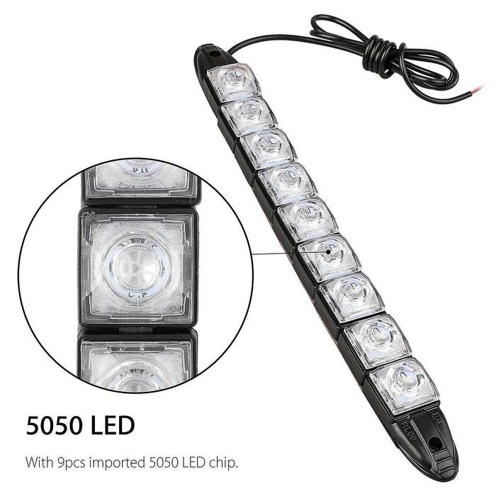 2 PCS Red Green Navigation 9LED Strip Light LED Daytime Running Light